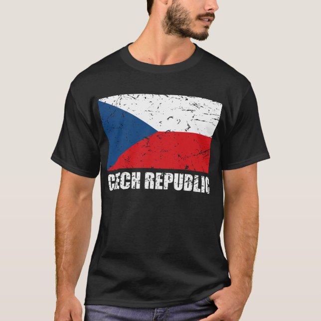 Camiseta Bandeira do vintage da república checa (Frente)