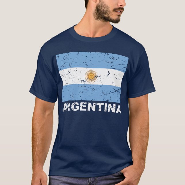 Camiseta Bandeira do vintage de Argentina (Frente)