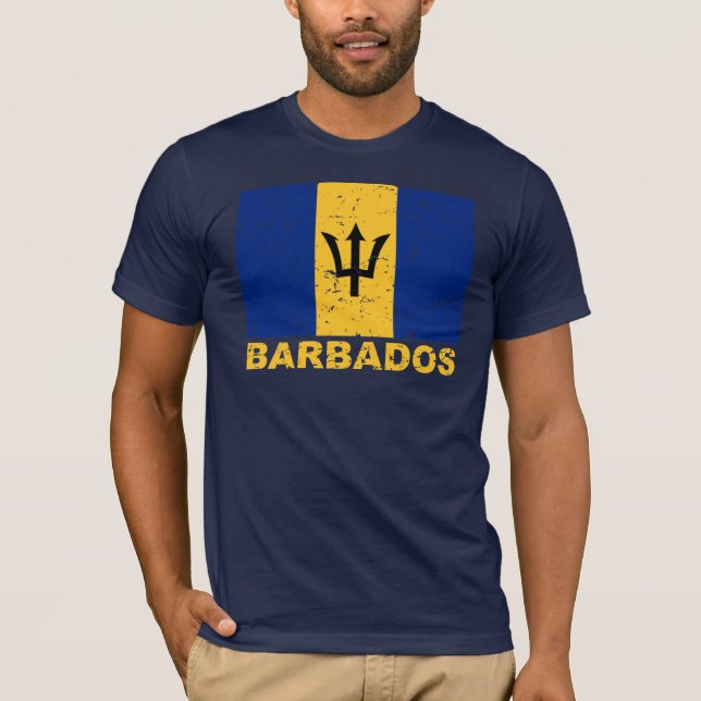 Camiseta Bandeira do vintage de Barbados (Frente)