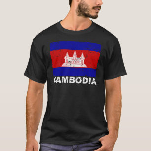 Camiseta Bandeira do vintage de Cambodia