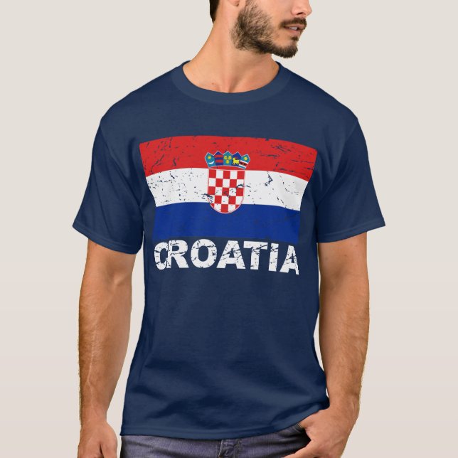 Camiseta Bandeira do vintage de Croatia (Frente)
