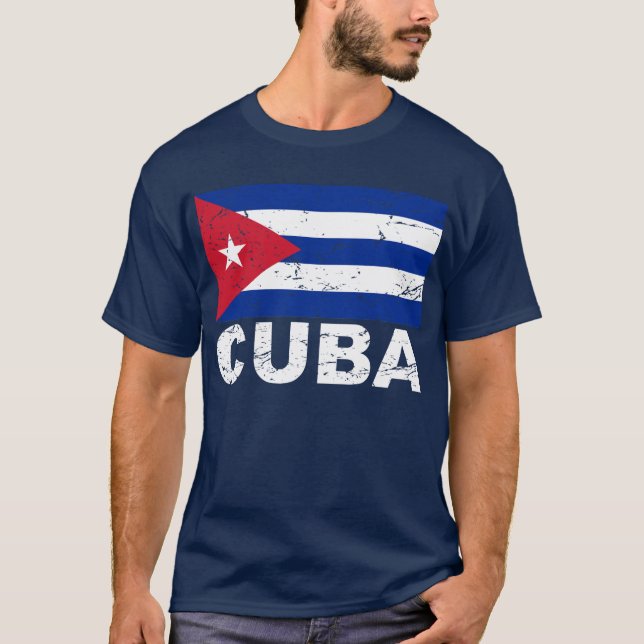 Camiseta Bandeira do vintage de Cuba (Frente)
