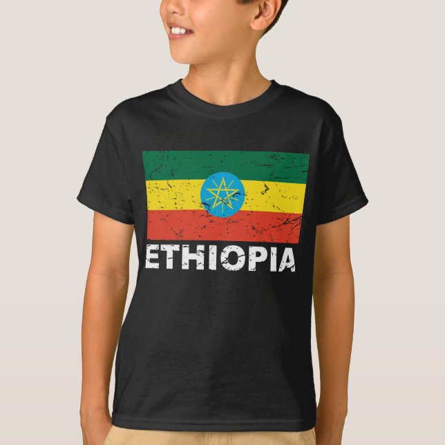Camiseta Bandeira do vintage de Etiópia (Frente)