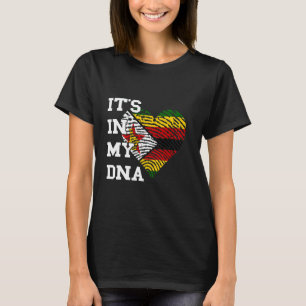 Camiseta Bandeira do Zimbábue Está no Meu DNA Coração Raiz