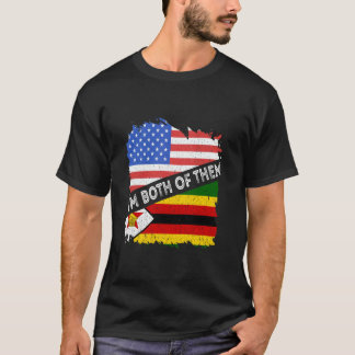 Camiseta Bandeira do Zimbábue Zimbábue Eu Sou Ambos EUA Ame