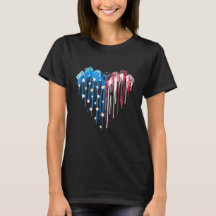 Camiseta Bandeira dos Americanos Video Game Coração Aquarel