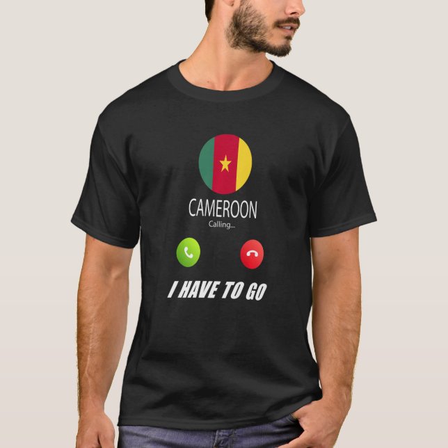 Camiseta Bandeira dos Camarões Souvenir Camarões Está Chama (Frente)