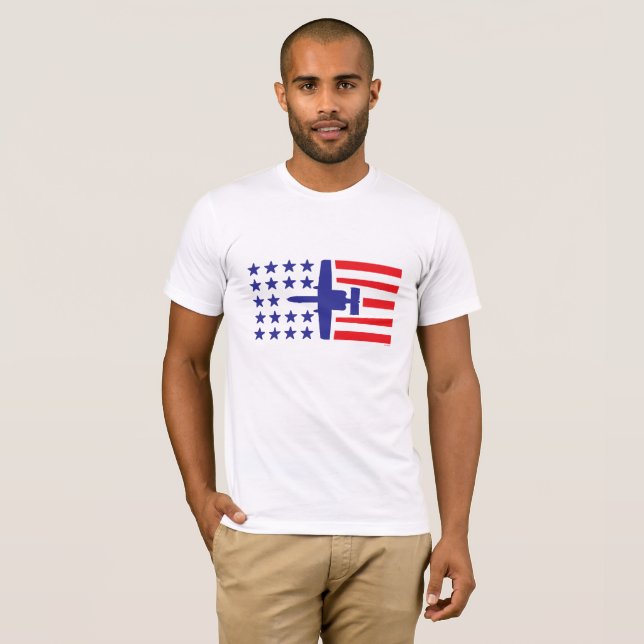 Camiseta Bandeira dos Estados Unidos azul vermelha do jato (Frente Completa)