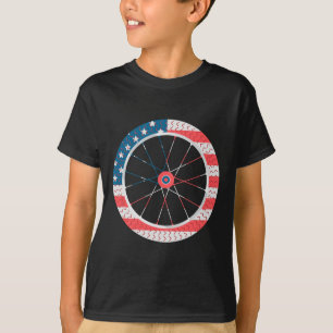 Camiseta Bandeira dos Estados Unidos Bicicleta Roda Indepen