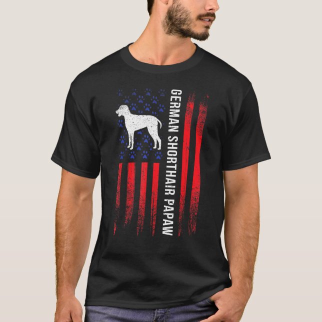 Camiseta Bandeira dos Estados Unidos Cachorro de Pointer Pa (Frente)