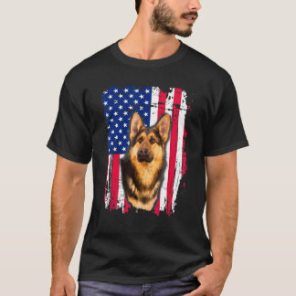 Camiseta Bandeira Dos Estados Unidos Do german shepherd 4 D