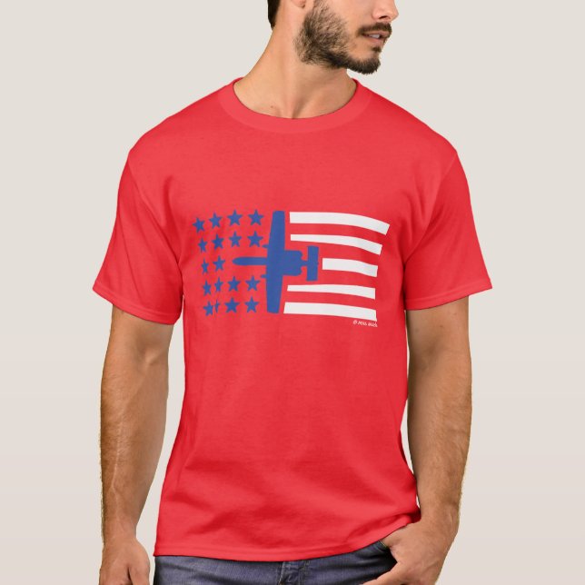 Camiseta Bandeira dos Estados Unidos do jato do ataque de (Frente)