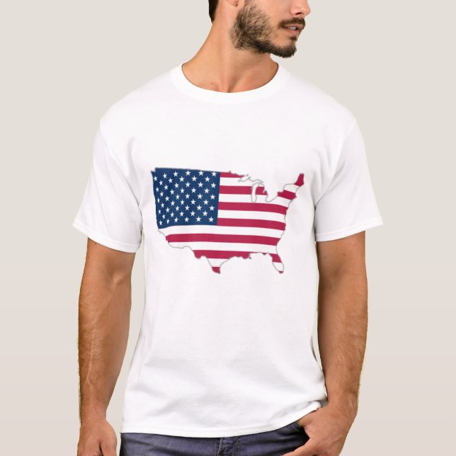 Camiseta Bandeira dos Estados Unidos no mapa (Frente)