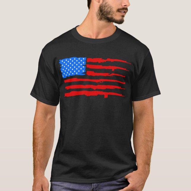 Camiseta Bandeira dos Estados Unidos Torre Vermelho Azul (Frente)