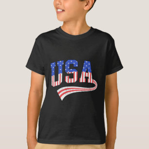 Camiseta Bandeira Dos EUA 4 De Julho América Vermelho Branc