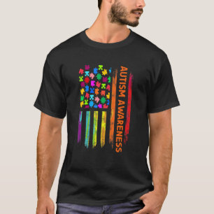 Camiseta Bandeira dos EUA Apoio à Conscientização do Autism