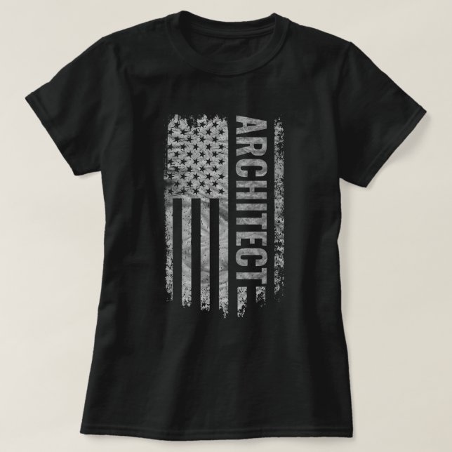 Camiseta Bandeira dos EUA Arquiteto design desgastado (Frente do Design)