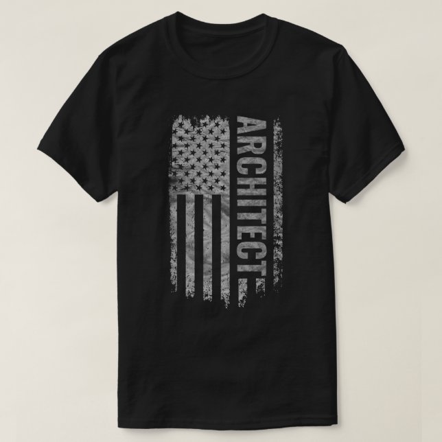 Camiseta Bandeira dos EUA Arquiteto design desgastado (Frente do Design)
