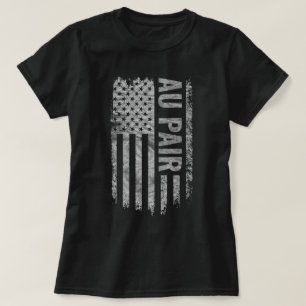 Camiseta Bandeira dos EUA Au Pair design desgastado