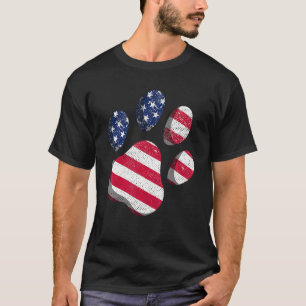 Camiseta Bandeira dos EUA Cachorro Gato Pata EUA Fofo 4 de