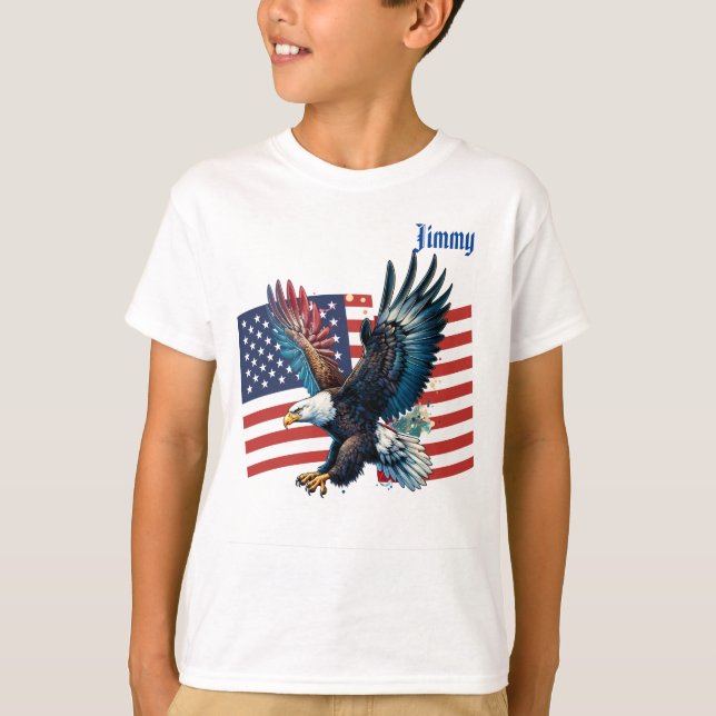 Camiseta Bandeira dos EUA com a American Eagle Boy (Frente)