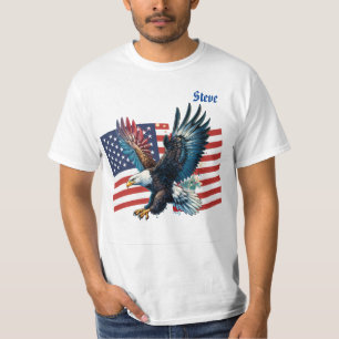 Camiseta Bandeira dos EUA com Águia Americana Masculina