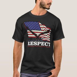 Camiseta Bandeira dos EUA com Águia sobre Respeito talhado