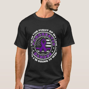 Camiseta bandeira dos EUA com fitas roxas para Câncer de pâ