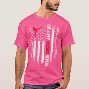 Camiseta Bandeira dos EUA Comer Dormir Mma Kickbox Repetir