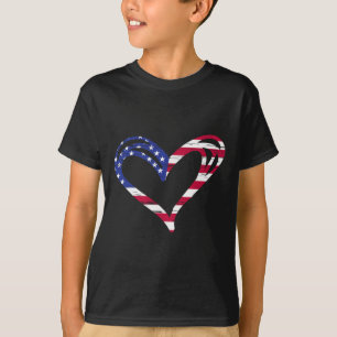 Camiseta Bandeira dos EUA Coração Patriótico Americano Forç