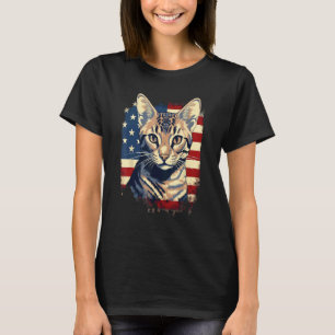Camiseta Bandeira dos EUA de 4 de Julho Gato Savannah 1