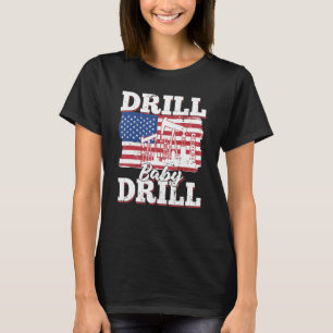 Camiseta Bandeira dos EUA de Campo de Petróleo Perfuração d