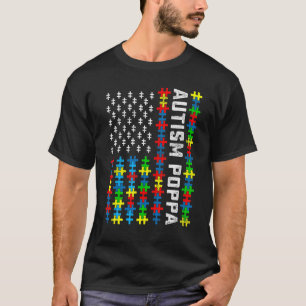 Camiseta Bandeira dos EUA de Consciência do Autismo Retro P