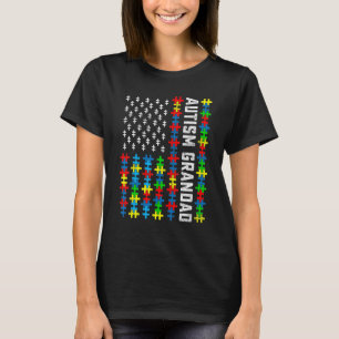 Camiseta Bandeira dos EUA de Consciência do Autismo Retro S