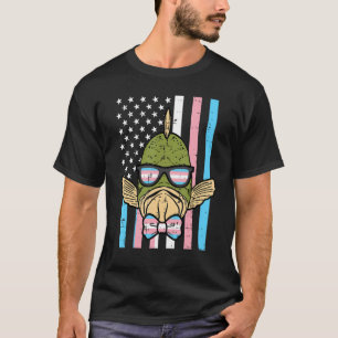Camiseta Bandeira dos EUA de Peixe Transgênero Orgulho Tran