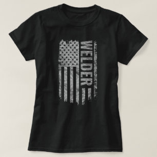 Camiseta Bandeira dos EUA desgastada design de soldador