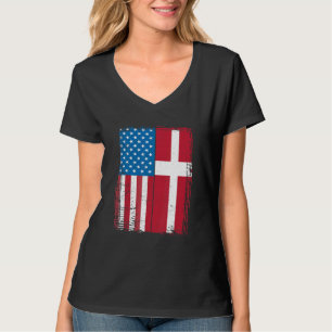 Camiseta Bandeira dos EUA Dinamarca Dinamarquês