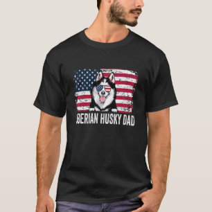 Camiseta Bandeira dos EUA Distressed Siberian Husky Pai Dia