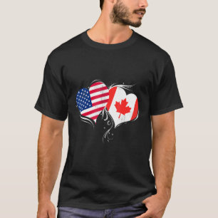 Camiseta Bandeira Dos Eua E Do Canadá Corta O Cartaz De Ban