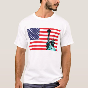 Camiseta Bandeira dos EUA e Estátua da Liberdade