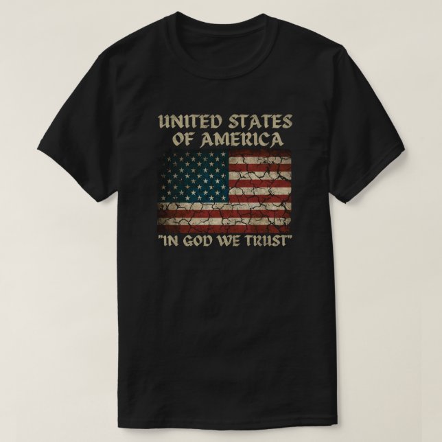 Camiseta Bandeira dos EUA "Em Deus Confiamos"  (Frente do Design)
