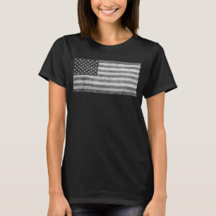 Camiseta Bandeira dos EUA em preto e branco cinzento