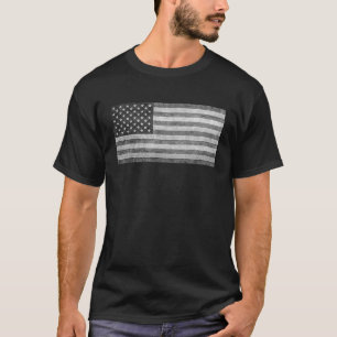 Camiseta Bandeira dos EUA em preto e branco cinzento