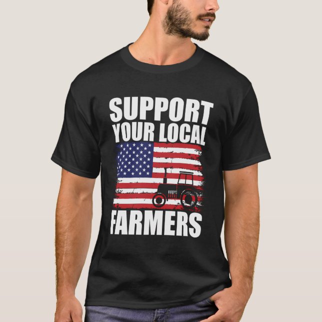 Camiseta Bandeira Dos Eua - Fazenda Agrícola Do Trator (Frente)
