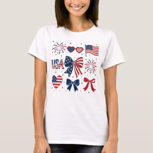 Camiseta Bandeira dos EUA Fogos de Artifício Laços Patrióti