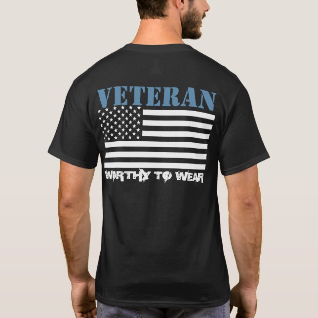 Camiseta Bandeira dos EUA - FORÇA AÉREA Veterana AZUL - Dig (Verso)