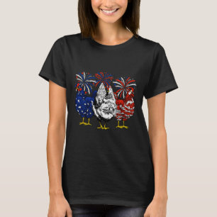 Camiseta Bandeira dos EUA Galinha Patriótica Amante 4 de Ju
