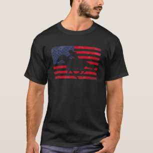 Camiseta Bandeira dos EUA Gráfico Cavalo Equitação Cavaleir