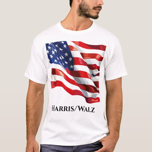 Camiseta bandeira dos EUA Harris/Walz (Frente)