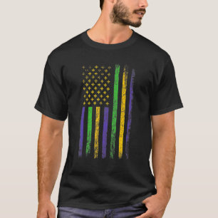 Camiseta Bandeira dos EUA Mardi Gras Carnaval de Nova Orleã